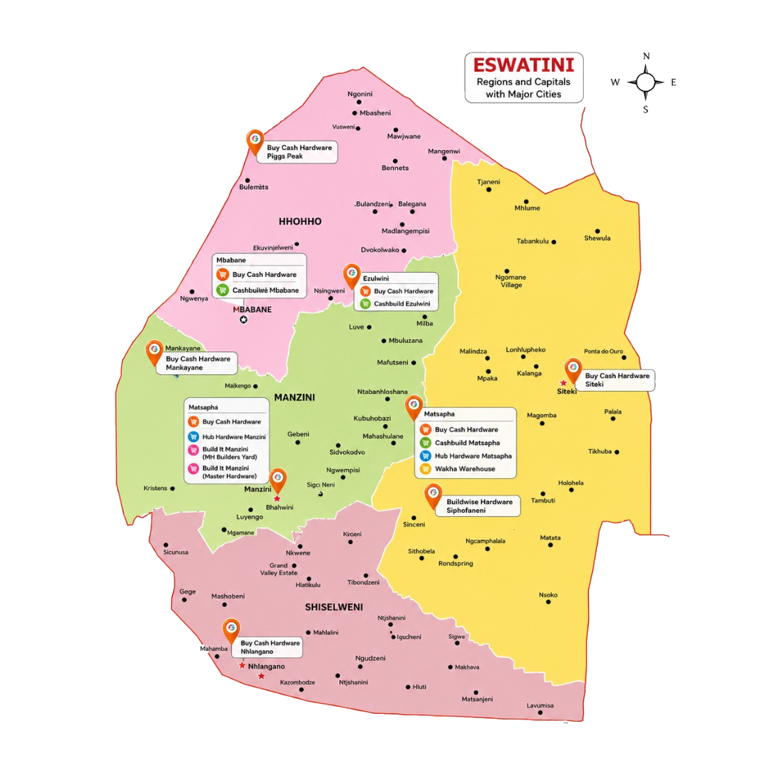 Global Paints Eswatini Retail Map